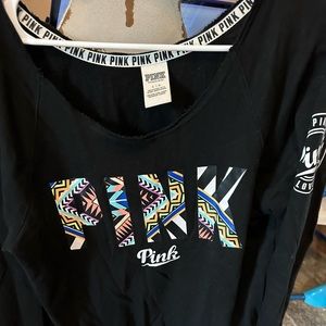 Hardly worn off shoulder Victoria secret pink sweatshirt .